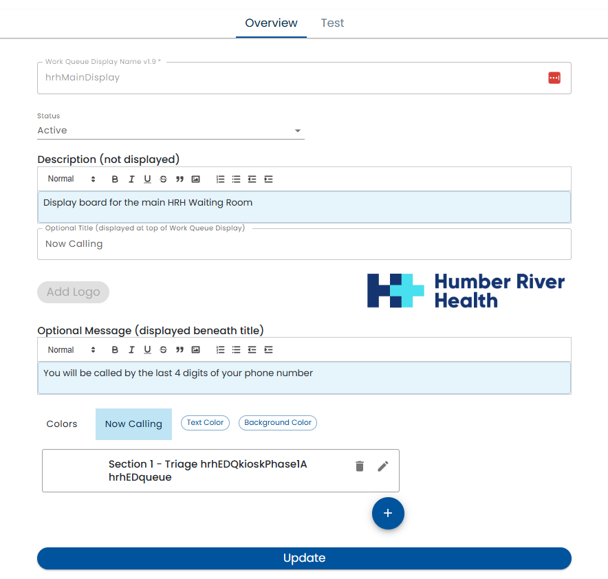Edit Work Queue Display